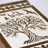 Handcarved Wooden Cremation Urn – Soulful Tree of Life Design – Suitable for Adult Men & Women, Mom & Dad – 150 Cu/in Capacity – Antique Finish (Medium, Tree 73 Design)