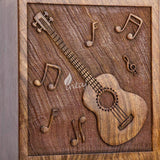 Handcarved Wooden Cremation Urn – Guitar Design Memorial Urn – Suitable for Adult Men & Women, Children & Pets – 250lbs Capacity
