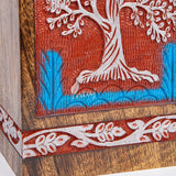 Handcarved Wooden Cremation Urn – Tree of Life Design – Suitable for Adult Men & Women, Mom & Dad, and Dogs – 180 Cu/in Capacity