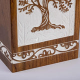 Handcarved Wooden Cremation Urn – Tree of Life Design in Antique Rosewood – Suitable for Adult Men & Women, Mom & Dad – 640 Cu/in Capacity