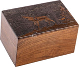 Handmade Wooden Cremation Urn – Deer Engraved – Suitable for Human Ashes – M (7.5x5x3.75, 110 Cu/in)