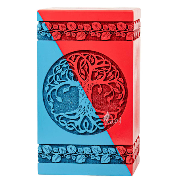 Handcarved Wooden Cremation Urn – Celtic Knot Tree of Life – Suitable for Adult Men & Women, Mom & Dad – 180lbs Capacity