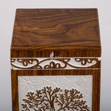 Handcarved Wooden Cremation Urn – Tree of Life Design in Antique Rosewood – Suitable for Adult Men & Women, Mom & Dad – 640 Cu/in Capacity