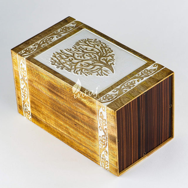 Handcarved Wooden Cremation Urn – Antique Heart Tree of Life in Rosewood – Suitable for Adult Men & Women, Mom & Dad, Pets – 250 Cu/in Capacity