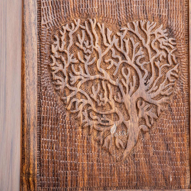 Handcarved Wooden Cremation Urn – Rosewood Heart Tree Design – Suitable for Adult Men & Women, Mom & Dad, Pets – 180 Cu/in Capacity
