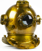 Antique Gold Scuba Diving Helmet Decor, Large Marine Display Piece