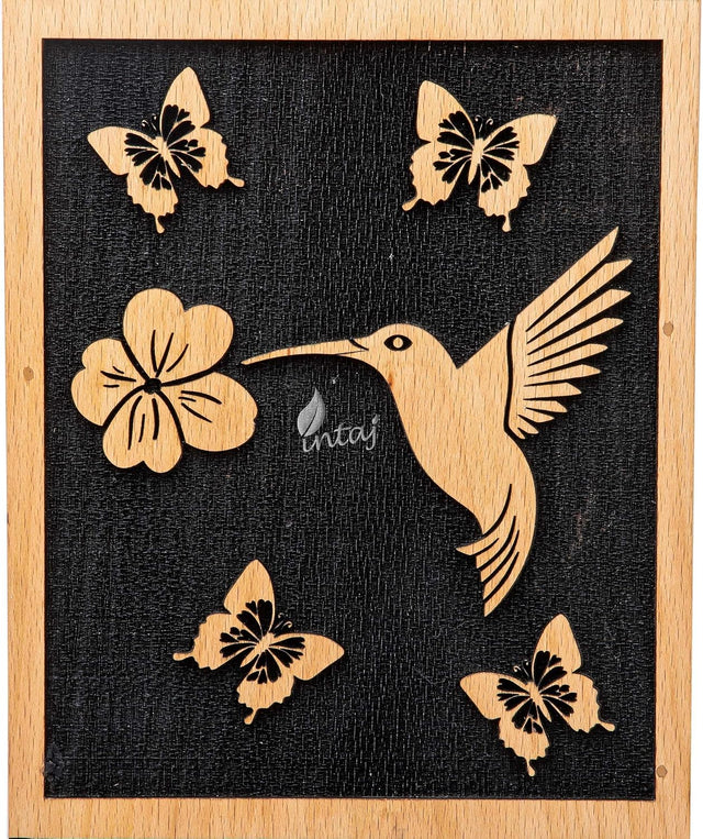 Handcarved Wooden Cremation Urn – Hummingbird Design in Beechwood – Suitable for Adult Men & Women – 115 Cu/in Capacity
