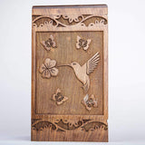 Handcarved Wooden Cremation Urn – White Butterfly Birds with Hummingbird Design – Suitable for Adult Men & Women – 180lbs Capacity