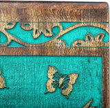 Handcarved Wooden Cremation Urn – Hummingbird Design in Teal Green – Suitable for Adult Men & Women – 250 Cu/in Capacity