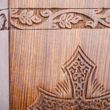 Handcarved Wooden Cremation Urn – Grace and Mercy Latin Cross Design – Suitable for Adult Men & Women, Mom & Dad – 115 Cu/in Capacity