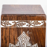 Handcarved Wooden Cremation Urn – Grace and Mercy Cross Design – Suitable for Adult Men & Women, Mom & Dad – 250 Cu/in Capacity