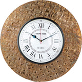 Silent Round Wall Clock, 14 Inch Rustic Gold Decorative Clock
