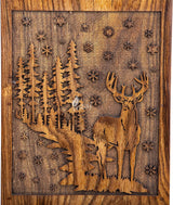 Handcarved Wooden Cremation Urn – Deer Carved Design in Custom Rosewood – Suitable for Adult Men & Women and Pet Dogs – 250 Cu/in Capacity