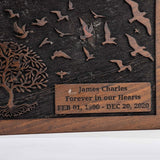 Handcarved Wooden Cremation Urn – Customised Tree of Life Birds Design – Suitable for Adult Men & Women, Mom & Dad – 340 Cu/in Capacity