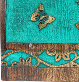 Handcarved Wooden Cremation Urn – Hummingbird Design in Teal Green – Suitable for Adult Men & Women – 115 Cu/in Capacity